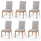 Conjunto 6 Cadeiras De Jantar Estofada Em Madeira Beta Cinza