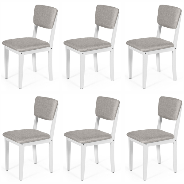 Conjunto 6 Cadeiras De Jantar Estofada Em Madeira Maciça Ella