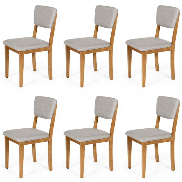 Conjunto 6 Cadeiras De Jantar Estofada Em Madeira Maciça Ella