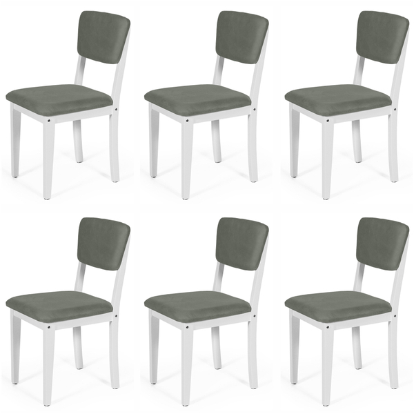 Conjunto 6 Cadeiras De Jantar Estofada Em Madeira Maciça Ella