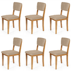 Conjunto 6 Cadeiras De Jantar Estofada Em Madeira Maciça Ella