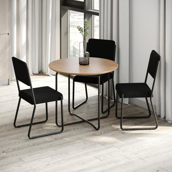 Conjunto 6 Cadeiras De Jantar Next Tecido Corriente Est.preta