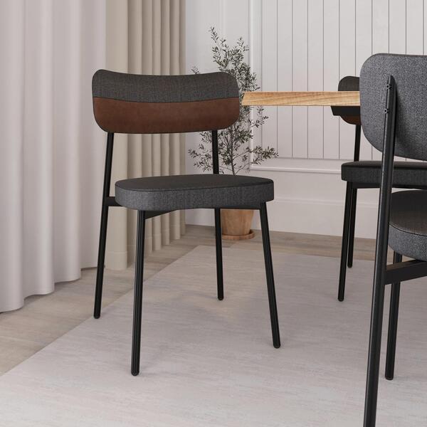 Conjunto 6 Cadeiras De Jantar Tecido Sint. Alloa Est. Preta