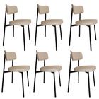 Conjunto 6 Cadeiras De Jantar Tecido Sint. Alloa Est. Preta