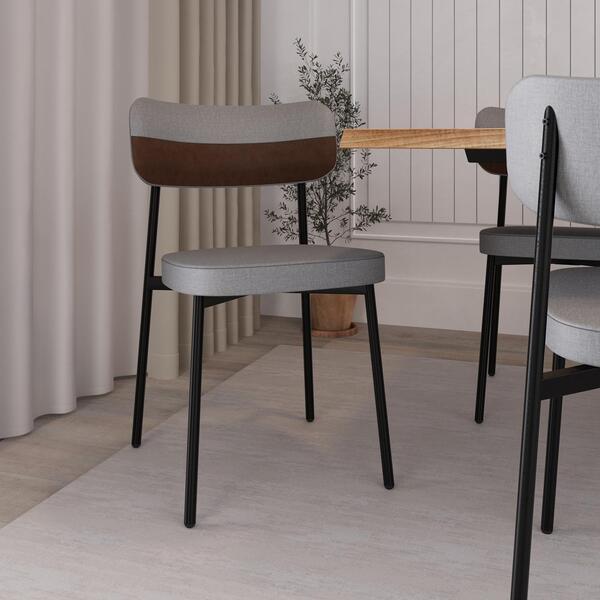 Conjunto 6 Cadeiras De Jantar Tecido Sint. Alloa Est. Preta