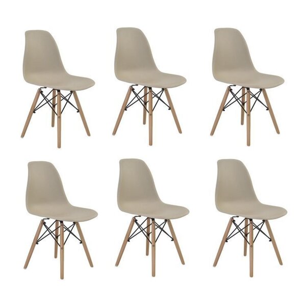 Conjunto 6 Cadeiras Eiffel Pp Base Madeira Nude