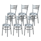 Conjunto 6 Cadeiras Epoxi Preta Craqueada Para Cozinha Com As