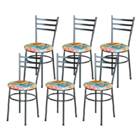 Conjunto 6 Cadeiras Epoxi Preta Craqueada Para Cozinha Com As