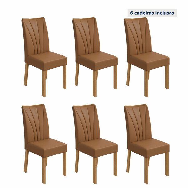 Conjunto 6 Cadeiras Estofadas Apogeu Amêndoa Clean/corino Car