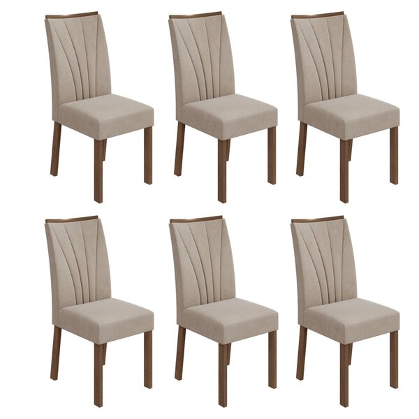 Conjunto 6 Cadeiras Estofadas Apogeu Móveis Lopas Imbuia Clea