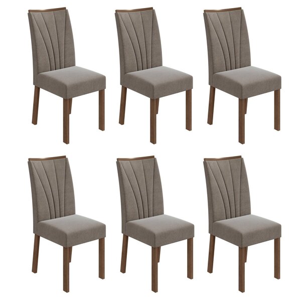 Conjunto 6 Cadeiras Estofadas Apogeu Móveis Lopas Imbuia Clea