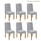 Conjunto 6 Cadeiras Estofadas Astrid Móveis Lopas Amêndoa Cle