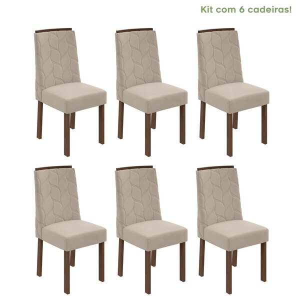 Conjunto 6 Cadeiras Estofadas Astrid Móveis Lopas Imbuia Clea