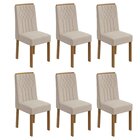 Conjunto 6 Cadeiras Exclusive  Amêndoa Clean/linho Rinzai Bege