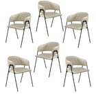 Conjunto 6 Cadeiras Jantar Base Metal Retro Pérola
