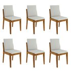 Conjunto 6 Cadeiras Lady Em Madeira Maciça Mel Natural/linho