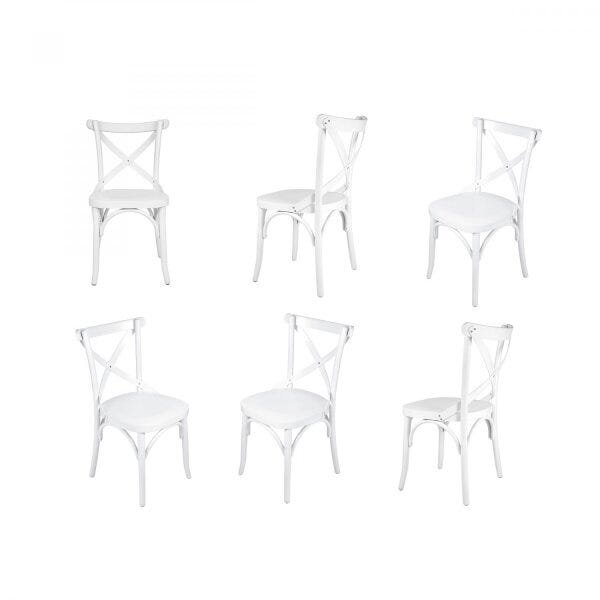 Conjunto 6 Cadeiras Madeira Maciça Tauari Cross Laqueado X Te