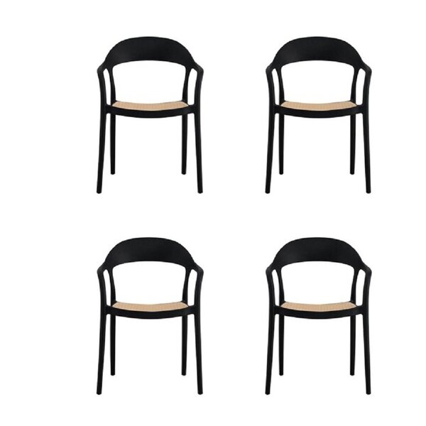 Conjunto 6 Cadeiras Para Jardim E Varanda Lia Com Braço Preto