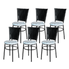Conjunto 6 Cadeiras Preta Para Cozinha Hawai Com Assento Pers