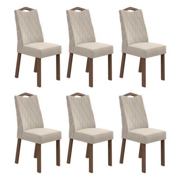 Conjunto 6 Cadeiras Vênus Móveis Lopas Imbuia Clean/linho Rin