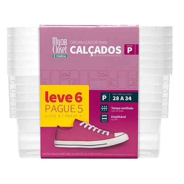 Conjunto 6 Caixas Para Sapato Pequeno Ordene Or60050