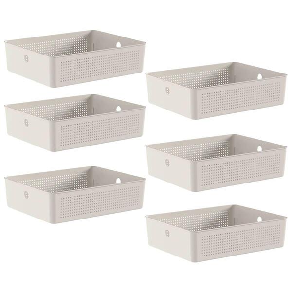 Conjunto 6 Cestos Organizadores 8,2l Flow Bege 34x27x9cm Lav