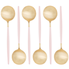 Conjunto 6 Colheres De Mesa Aço Inox Ópera Champanhe Rosa