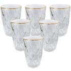 Conjunto 6 Copos De Vidro Diamond Fio De Ouro 350ml - Lyor