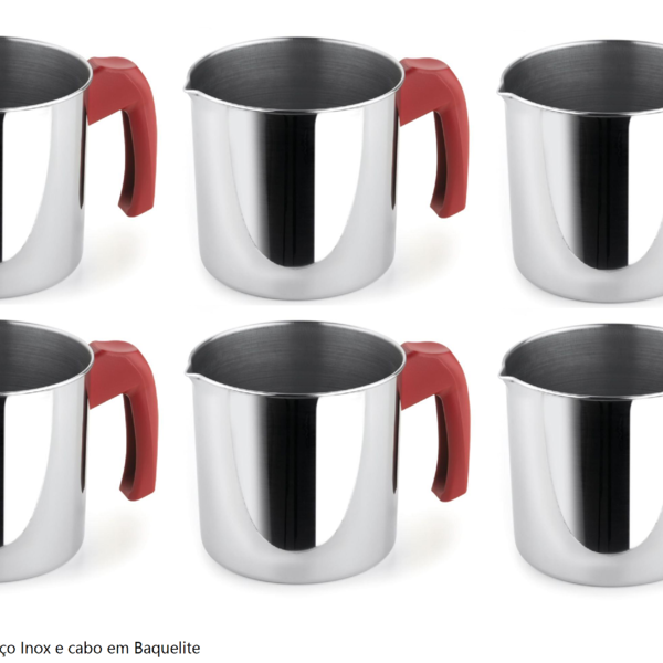 Conjunto 6 Fervedores Leiteira Em Aço Inox 1,3 Litros Forma