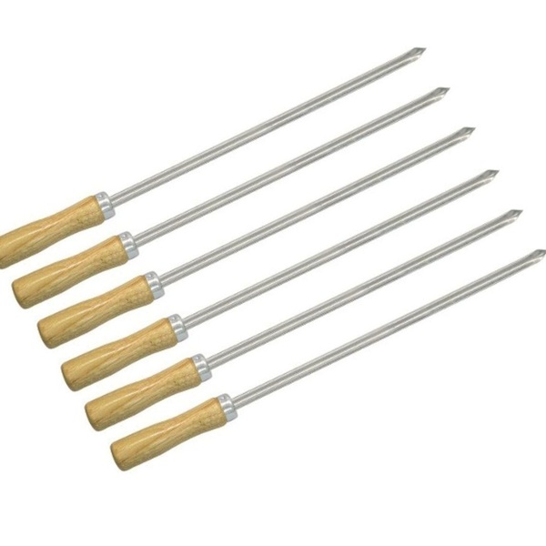 Conjunto 6 Mini Espetinho Churrasco Coração Inox 30cm Lâmina