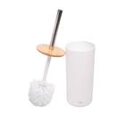 Conjunto 6 Peças De Bambu E Abs Para Banheiro Branco
