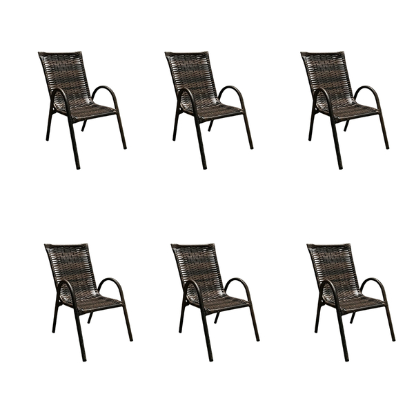 Conjunto 6 Poltronas Para Jardim Area Externa De Junco Argila