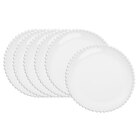 Conjunto 6 Pratos  Sobremesa Porcelana Branca Beads 20 Cm -