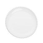 Conjunto 6 Pratos  Sobremesa Porcelana Branca Beads 20 Cm -