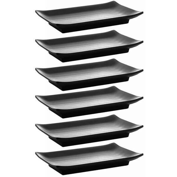 Conjunto 6 Pratos De Sushi Melamina Lyor Tóquio Preto 17x11cm