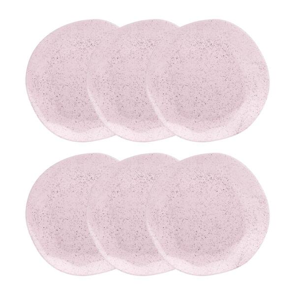 Conjunto 6 Pratos Fundo 22,5 Cm Ryo Pink Sand Porcelana Oxford