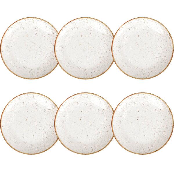 Conjunto 6 Pratos Rústicos Tramontina Rasos 28cm Porcelana Ma