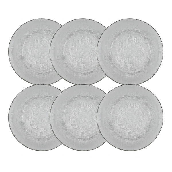 Conjunto 6 Pratos Sobremesa Vidro Transparente Forjado