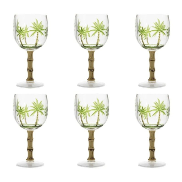 Conjunto 6 Taças De Acrílico 450ml Palm Tree Verde - Rojemac