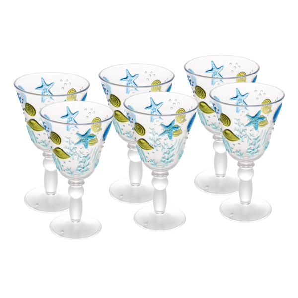 Conjunto 6 Taças De Acrílico Ocean 420ml