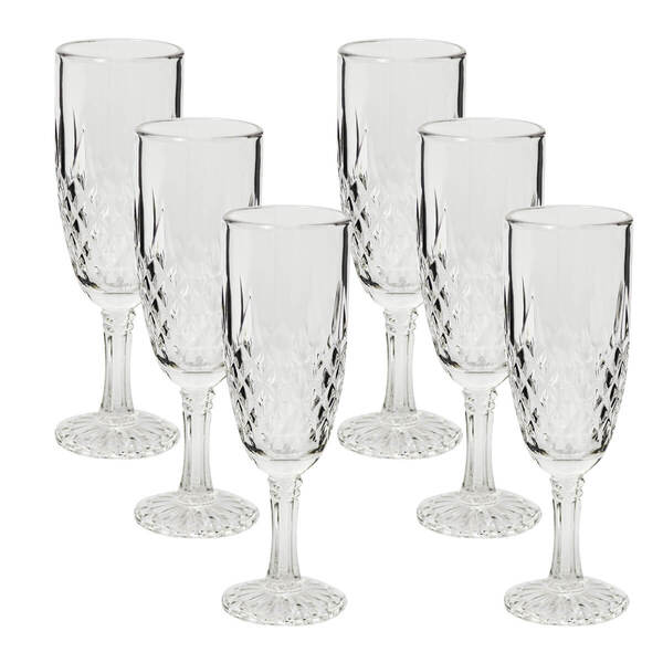 Conjunto 6 Taças De Champagne Espumante Safira Vidro 189ml