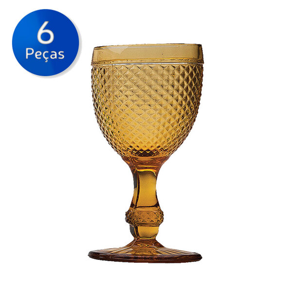 Conjunto 6 Taças De Vidro Para Água 255ml Bico Jaca Âmbar-bon