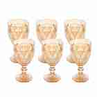 Conjunto 6 Taças P/água De Vidro Sodo-cálcico Diamond Ambar M