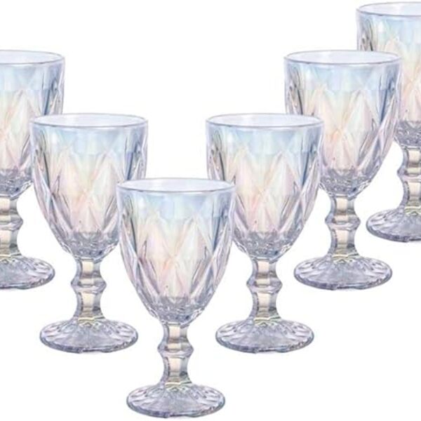 Conjunto 6 Taças Para Água De Vidro Diamante Rainbow 330ml -