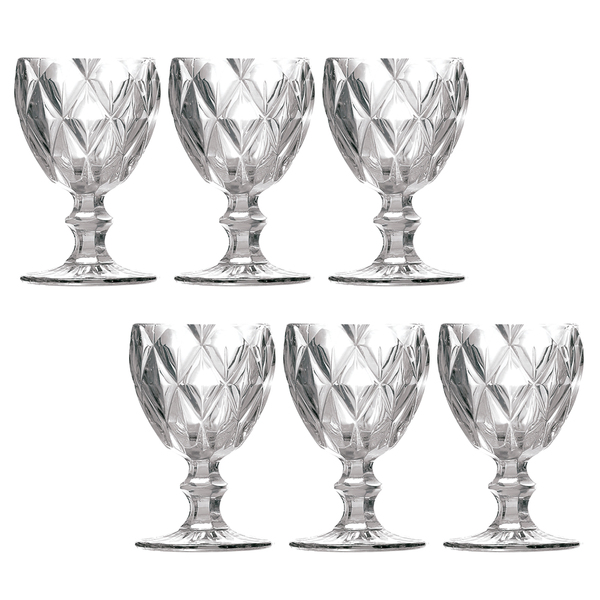 Conjunto 6 Taças Vinho Água Diamante Clear Vidro Class Home