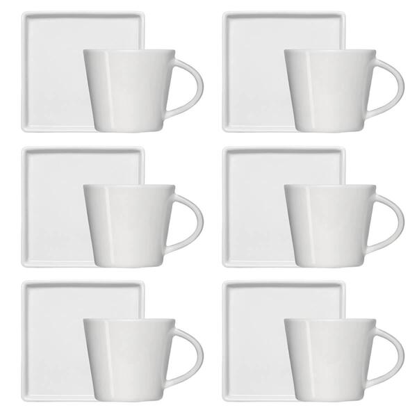 Conjunto 6 Xícaras Café Chá Porcelana Branca 185ml Píres Quad