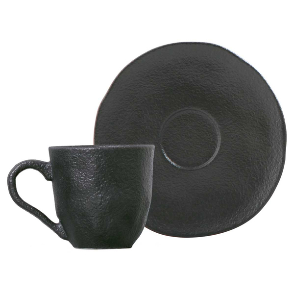 Conjunto 6 Xícaras De Café Com Pires Orgânico Preto Matte 120
