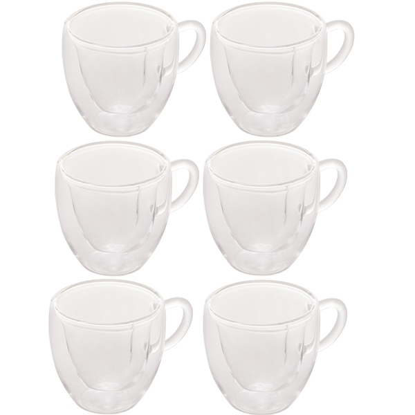 Conjunto 6 Xícaras De Café Parede Dupla De Vidro Borossilicat