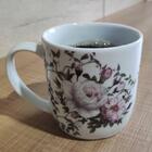 Conjunto 6 Xícaras Grande Porcelana De Chá Café Florida 360ml