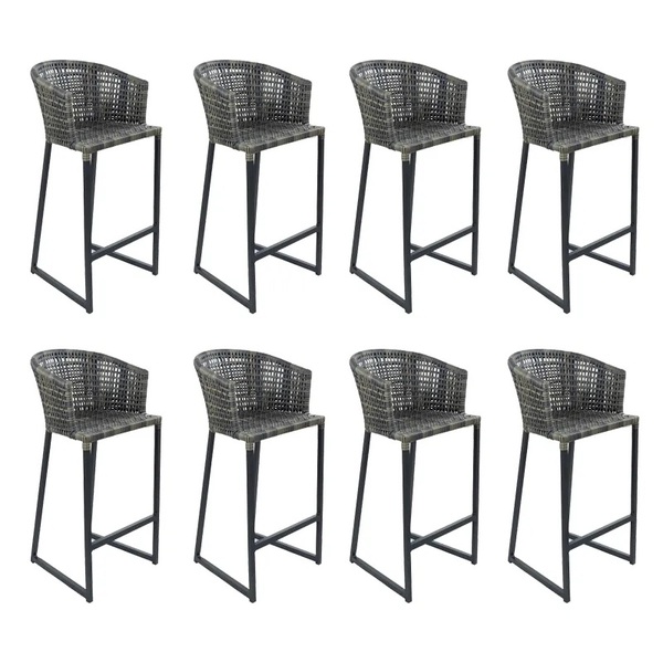 Conjunto 8 Banquetas Fibra Sintética Área Gourmet Alumíno Pre